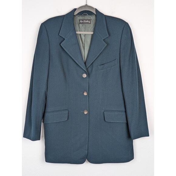 Ann Freedberg Blazer Jacket Wool Vintage Francesca Dark Academia Green Size 10 - Picture 1 of 11